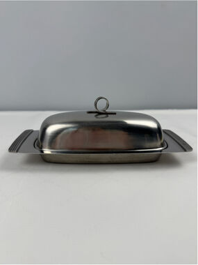 Vtg MCM Eaton Haddon Hall Stainless Steel Butter Dish Japan